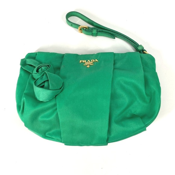 PRADA Cosmetics Pouch With strap Clutch bag Green - Picture 1 of 10